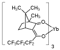 三[3-(七氟丙基羟基亚甲基-d-樟脑酰基,镱(III)衍生物结构式