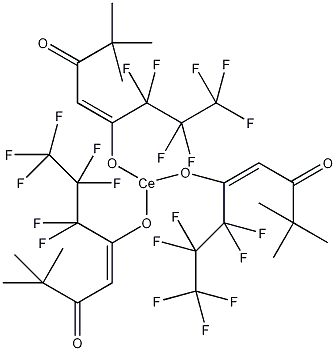 铈(III) 6,6,7,7,8,8,8-七氟-2,2-二甲基-3,5-辛烷二酮结构式