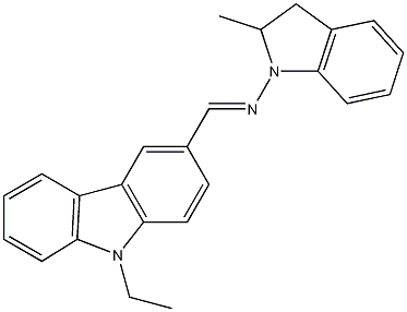 N-[(9-乙基咔唑-3-醛)亚甲基]-2-甲基-1-吲哚胺结构式