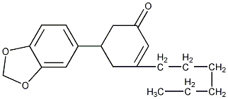 5-苯并[1,3]二氧杂环戊烯-5-基-3-己基环己-2-烯-1-酮结构式