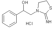 2-亚氨基-2-苯基-3-噻唑乙醇盐酸盐结构式