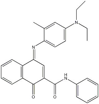 2-苯基羰基-1,4-萘醌-4-(4-二乙胺-2-甲基苯基)亚胺结构式