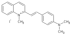 2-[4-(二甲氨基)苯乙烯基]-1-甲基喹啉碘鎓结构式
