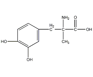 α-甲基-L-β-3,4-二羟基苯丙氨酸结构式