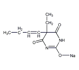 5-乙基-5-(1-甲基-1-丁烯基)-2-sodiooxy-4,6(1H,5H)-嘧啶二酮结构式