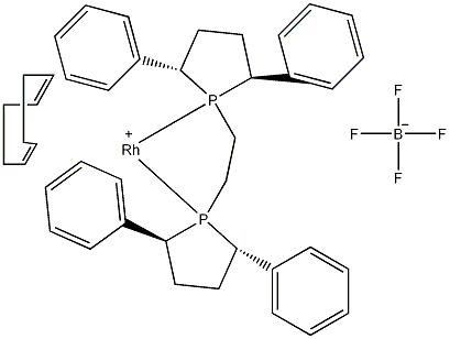 (-)-1,2-二((2R,5R)-2,5-二苯基磷杂唑基桥)乙烷(1,5-环辛二烯)铑(I)四氟硼酸结构式