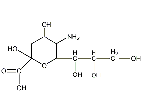 (2R,4R,5R,6R)-5-氨基-2,4-二羟基-6-(1,2,3-三羟基丙基)氧化烷-2-羧酸结构式