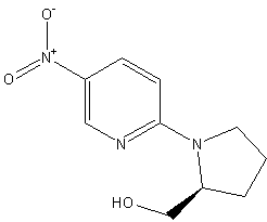 (S)-(-)-N-(5-硝基-2-吡啶基)脯氨醇结构式