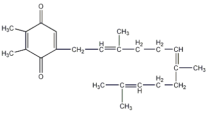 2,3-二甲基-5-[(2E,6E)-3,7,11-三甲基-十二-2,6,10-三烯基]-2,5-环己二烯-1,4二酮结构式