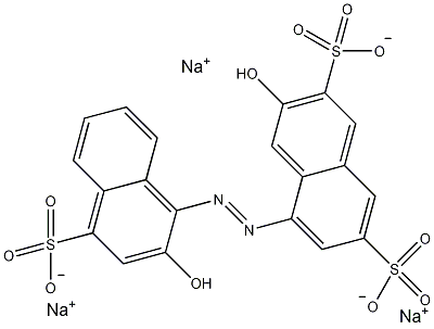 2-羟基-1-(2-羟基-4-磺基-1-萘偶氮)-3,6-萘磺酸三钠结构式