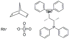 (二环[2.2.1]庚-2,5-二烯)[(2S,3S)-二(二苯基膦基)丁烷]高氯酸铑(I)结构式