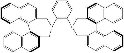 (R,R)-(-)-1,2-二{(R)-4,5-二氢-3H-联萘并[1,2-c:2',1'-e]磷杂庚英并}苯结构式