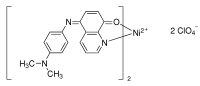 二[5-[[4-(二甲氨基)苯基]亚氨基]-8(5H)-喹啉酮]二高氯酸镍(II)结构式