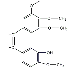 (Z)-3,4,5,4',-四甲氧基-3'-羟基二苯乙烯结构式