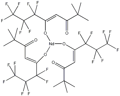 三(6,6,7,7,8,8,8-七氟-2,2-二甲基-3,5-辛烷二酮铱)钕(III)结构式