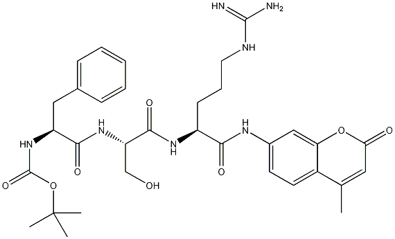 丁氧羰基-苯丙氨酰-丝氨酰-精氨酸-AMC结构式