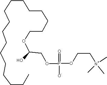 1-O-十六烷基-sn-甘油基-3-胆碱磷酸结构式
