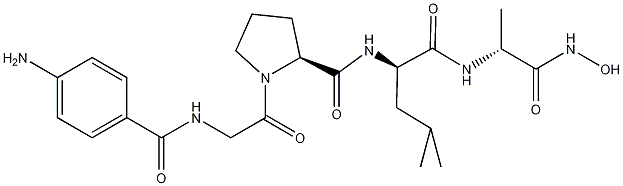 4-氨基苯甲酰基-甘氨酰-脯氨酰-D-亮氨酰-D-丙氨酰异羟肟酸结构式