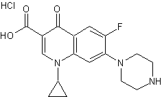环丙氟哌酸盐酸盐结构式