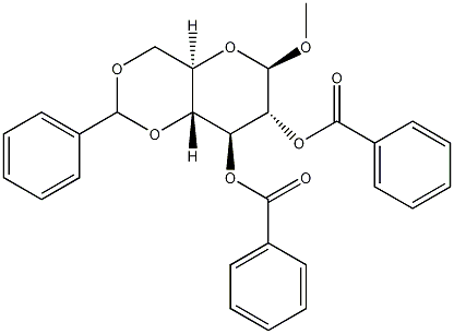 甲基2.3-二-O-苯甲酸基-4,6-O-亚苄基-β-D-喃葡萄苷结构式