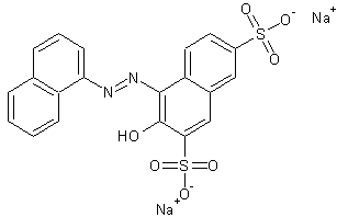 3-羟基-4-(1-萘基偶氮)-2,7-萘二磺酸二钠结构式