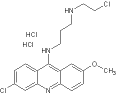 6-氯-9-(3-N-(2-氯乙基氨)丙氨基-2-甲氧基吖啶二盐酸盐结构式