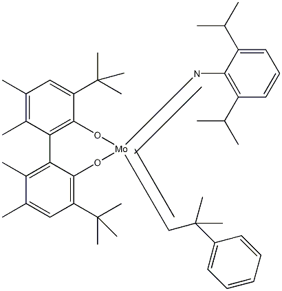 2,6-二异丙基苯基亚氨基叔丁基亚苯基[(R)-(+)-BIPHEN]钼(Ⅵ)结构式