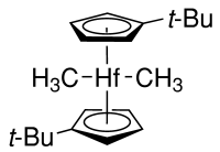 双(叔丁基环戊二烯基)二甲基铪(IV)结构式