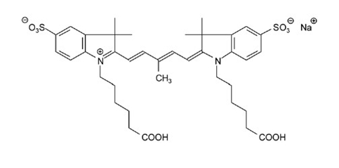 1-Carboxypentyl-2-[5-[1-carboxypentyl-1,3-dihydro-3,3-dimethyl-5-sulfo-2H-indol-2-ylidene]-3- methyl-penta-1,3-dienyl]-3,3-dimethyl-5-sulfo-3H-indolium hydroxide, inner salt, sodium salt