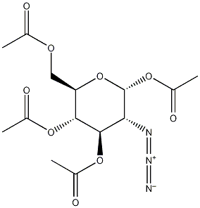 2-叠氮-2-脱氧-1,3,4,6-四-氧-乙酰-α-D-吡喃葡萄糖结构式