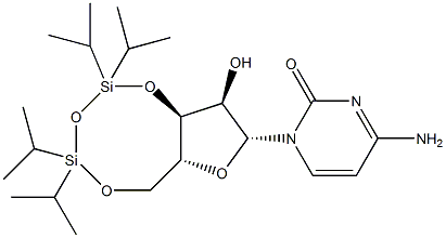 (+)-3',5'-O-(1,1,3,3-四异丙基-1,3-二硅氧烷二基)胞啶结构式