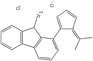 异丙酯(环戊二烯-9-茀基)二氯化锆结构式