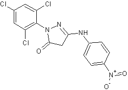 1-(2,4,6-三氯苯基)-3-(硝基苯胺)-2-吡唑啉-5-酮结构式