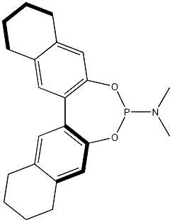 (S)-(+)-(8,9,10,11,12,13,14,15-八氢-3,5-二氧杂-4-磷杂-环庚三烯并[2,1-a;3,4-a']二萘-4-基)二甲基胺结构式