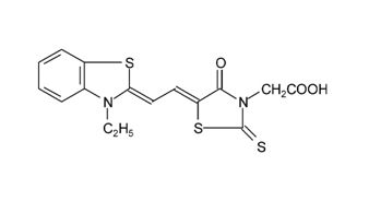 [5-[2-(3-乙基-3H-苯并噻唑-2-亚基)-亚乙基]-4-羰基-2-硫代-噻唑-3-基]乙酸结构式