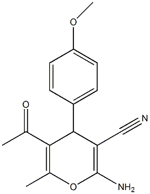 5-乙酰基-2-氨基-4-(4-甲氧苯基)-6-甲基-4H-吡喃-3-甲腈结构式