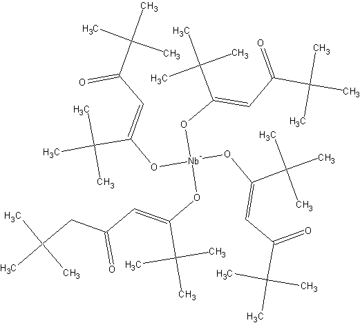 四(2,2,6,6-四甲基-3,5-庚烷二酸铌结构式