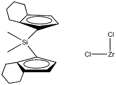 rac-二甲基硅基双(4,5,6,7-四氢-1-茚基)二氯化锆结构式