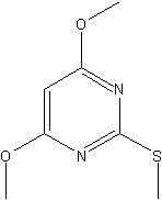 4,6-二甲氧基-2-(甲基硫代)嘧啶结构式