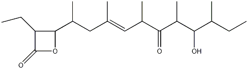 2-乙基-3,11-二羟基-4,6,8,10,12-五甲基-9-氧-6-十四碳烯酸-1,3-内酯结构式