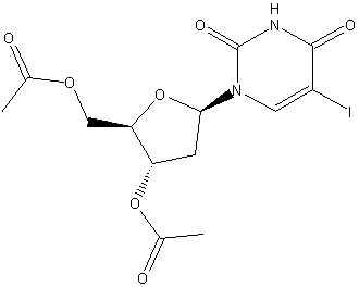 3',5'-双乙酰基-5-碘代-2'-脱氧尿苷结构式