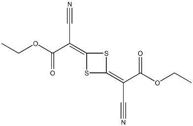 二乙基-2,2'-(1,3-二噻丁环-2,4-二亚基)二(氰基乙酸)结构式