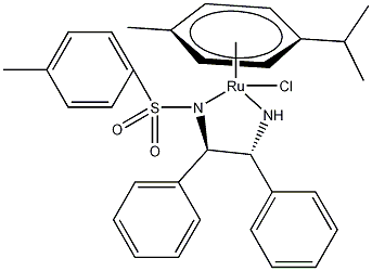 氯{[(1R,2R)-(-)-2-氨基-1,2-二苯基乙基](4-对甲苯磺酰基)氨基)(对伞花烃)钌(II)结构式