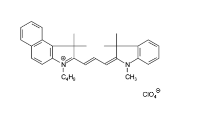 3-丁基-2-[3-(1,3-二氢-1,3,3-三甲基-2H-吲哚-2-亚基)-丙烯基]-1,1-二甲基-1H-苯并[e]吲哚高氯酸盐结构式