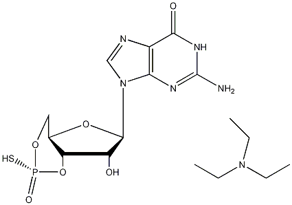 鸟苷3',5'-环单二氧磷基硫酸,Rp-异构体钠盐结构式