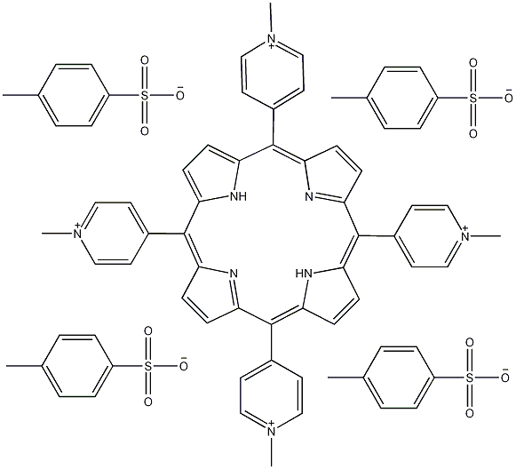 5,10,15,20-四-(N-甲基吡啶-4-基)-21H,23H-卟啉-四-(p-甲苯磺酸)结构式