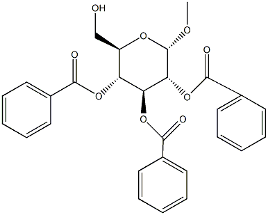 甲基-2,3,4-三-O-苯甲酰基-α-D-吡喃葡萄糖苷结构式