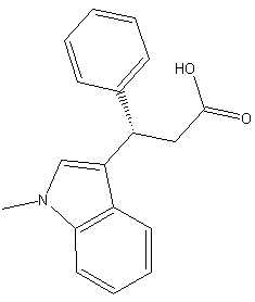 (3S)-(+)-3-(1-甲基吲哚)-3-苯丙酸结构式