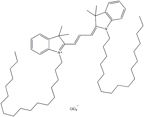 1,1'-双十八烷基-3,3,3',3'-四甲基吲哚羰花青高氯酸盐结构式