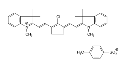 2-[2-[2-氯-3-[2-(1,3-二氢-1,3,3-三甲基-2H-吲哚-2-亚基)-亚乙基]-1-环戊烯-1-基]-乙烯基]-1,3,3- 三甲基-3H-吲哚 4-甲基苯磺酸盐结构式